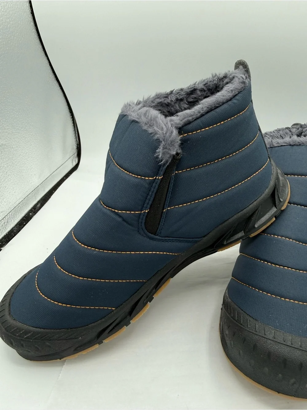 Moving Steps Zermatt Women's Navy Quilted Faux-Fur Ankle Booties New